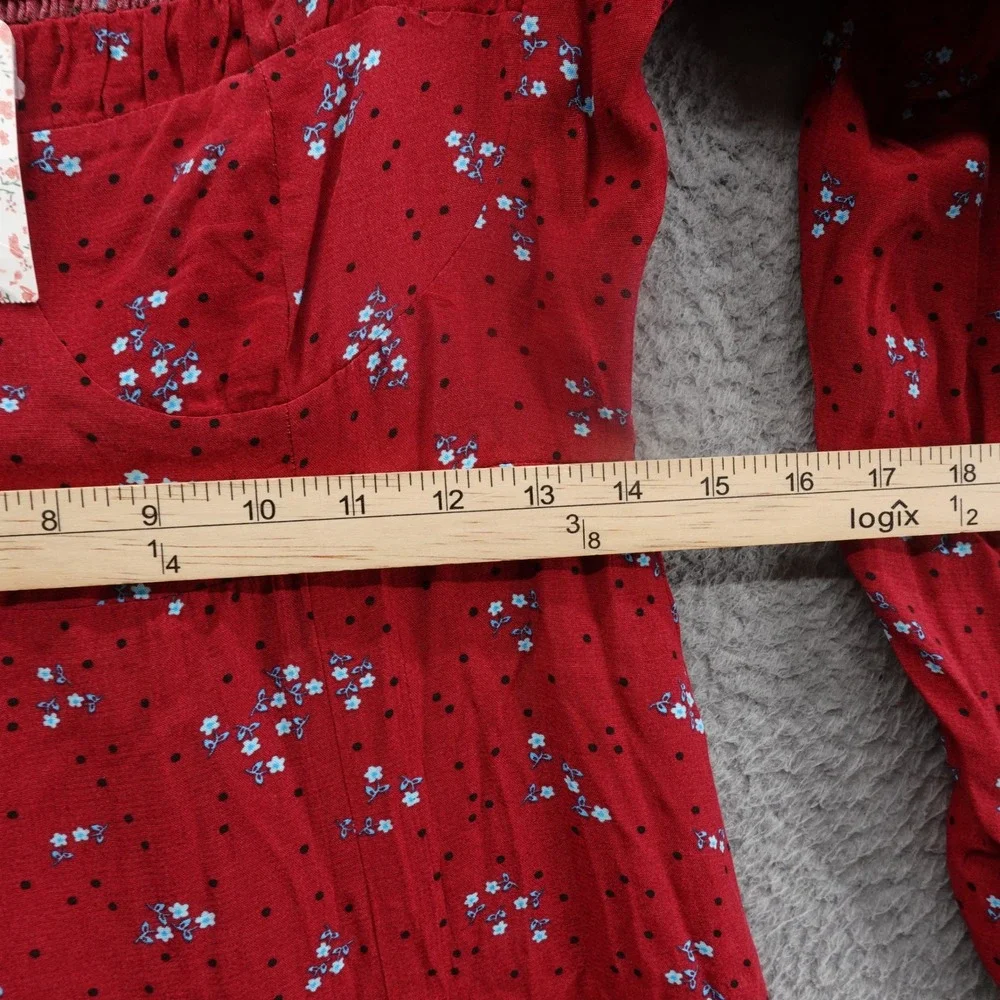 NWT Free People Iris Floral Midi Dress‎ Size Small Wine Red Womens Smocked Boho